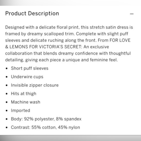 For Love and & Lemons Melrose Black Floral Mini Dress Victoria's Secret SMALL - Picture 5 of 6